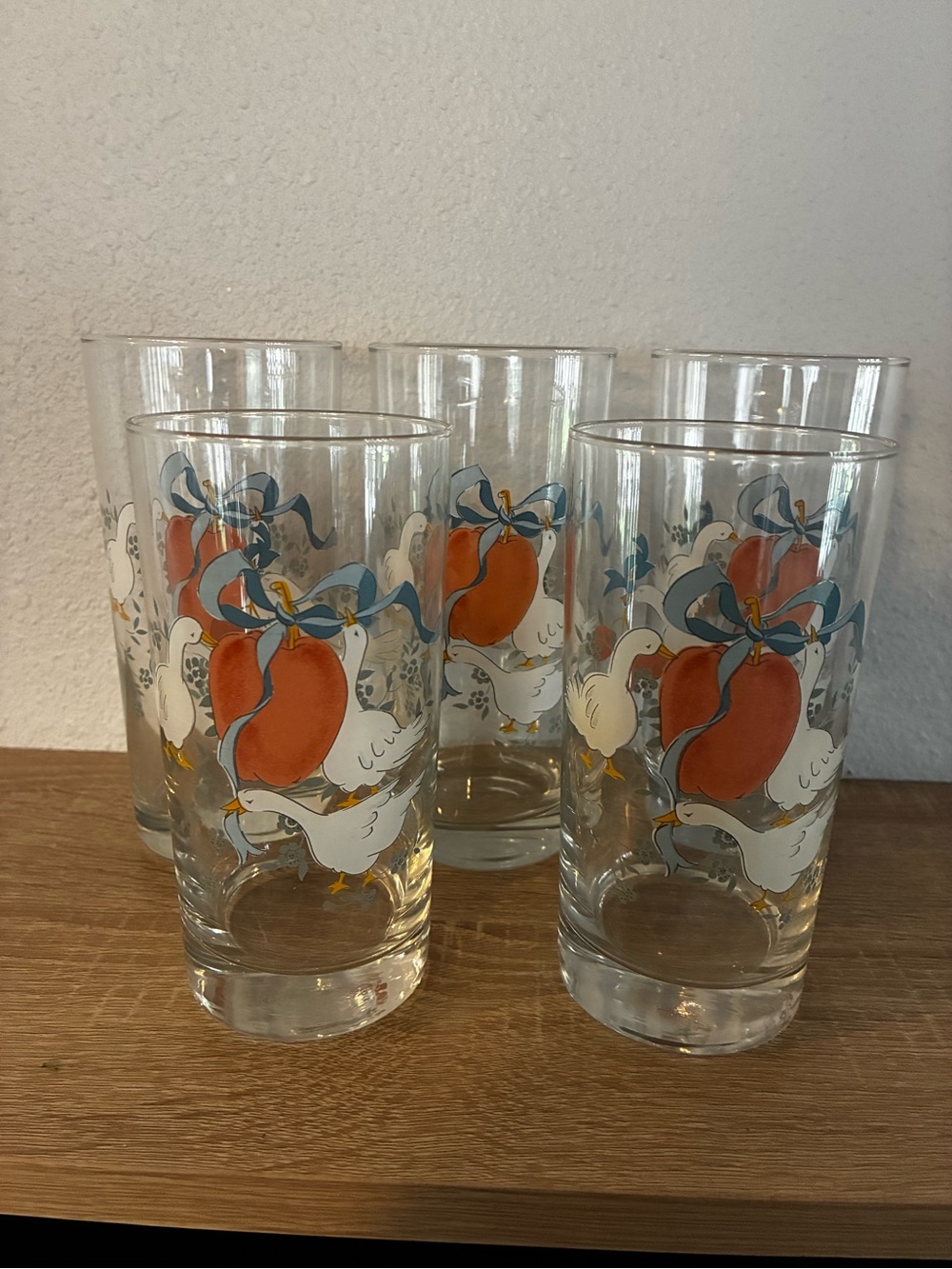 Vintage Cottagecore Goose Glass Set Farmhouse 80s Marmalade Kitchenware